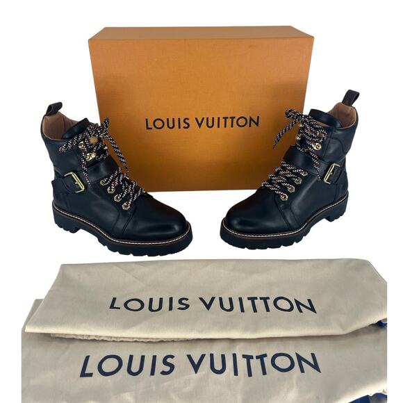 Louis Vuitton Calfskin Territory Ranger Combat Boots in Black - Picture 3 of 16